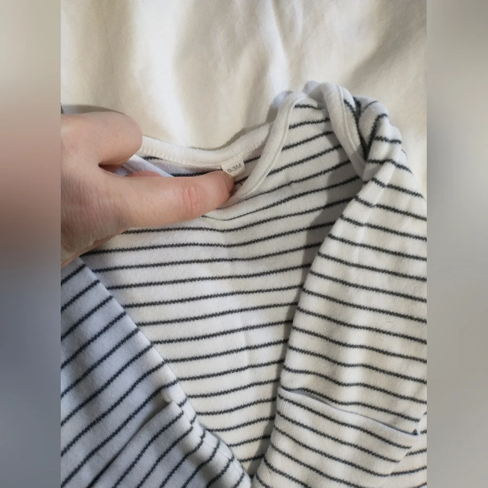Baby Long-Sleeve Bodysuit Set - Sage Panda & Navy Stripe